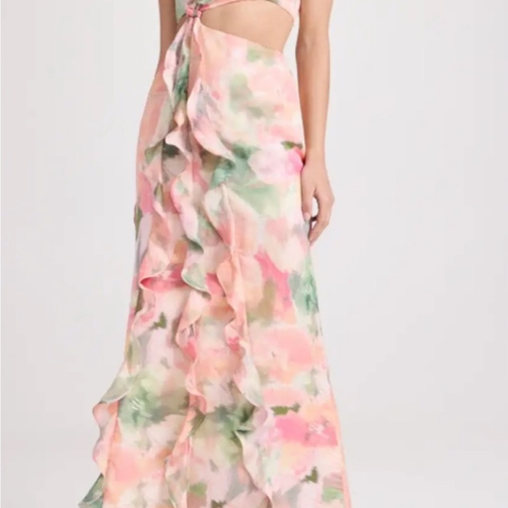 Floral Maxi Dress in Pink and Green